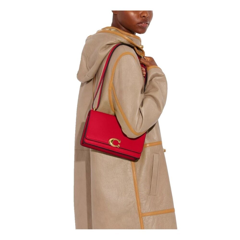 Coach Women's Bold Red Bandit Shoulder Bag CC416 Crossbody Leather Purse $670
